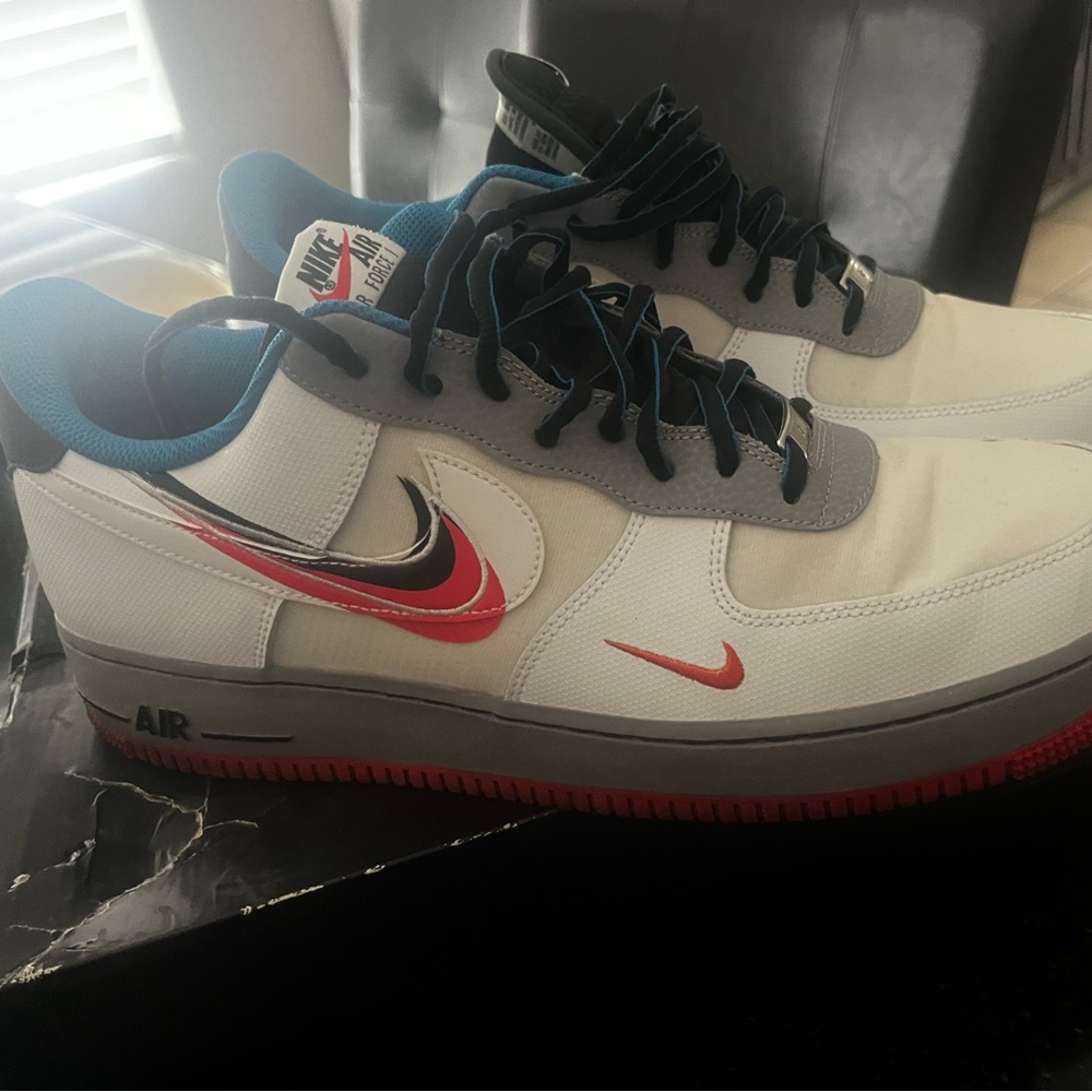 Nike White and Gray Sneakers with Red Accents